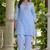 Powder blue schiffli embroidered pure cotton straight kurta set