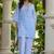 Powder blue schiffli embroidered pure cotton straight kurta set