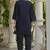 Black schiffli embroidered pure cotton straight kurta set
