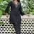 Black schiffli embroidered pure cotton straight kurta set