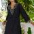 Black schiffli embroidered pure cotton straight kurta set
