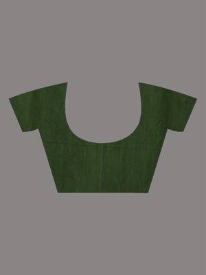 Moss green pure cotton soft saree with sequined work 4