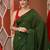 Moss green pure cotton soft saree with sequined work