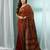 Dark red cotton saree with stripes pattern