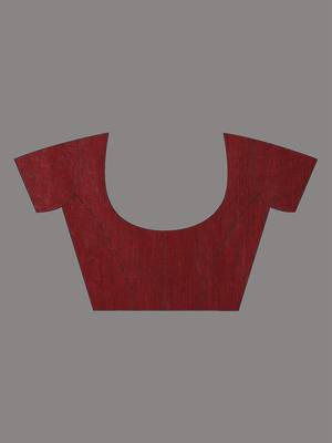 Dark red cotton saree with stripes pattern 4