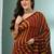 Dark red cotton saree with stripes pattern