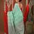 Sea green cotton saree with stripes design