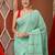 Sea green cotton saree with stripes design