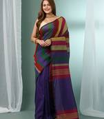 Multicolor cotton saree with stripes design