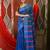 Teal blue cotton patli pallu saree with stripe designs