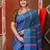 Teal blue cotton patli pallu saree with stripe designs