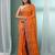Orange cotton saree with stripes border