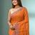 Orange cotton saree with stripes border