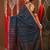 Dark grey soft cotton saree with  zari stripe designs