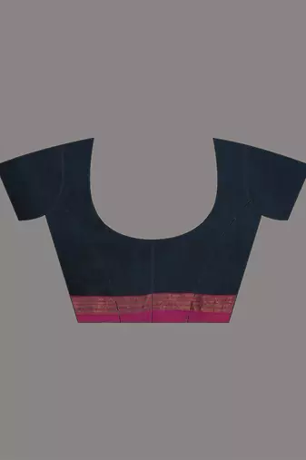 Dark grey soft cotton saree with  zari stripe designs