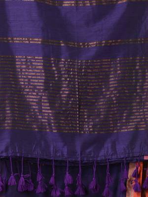 Purple soft cotton saree with  zari stripe designs 4