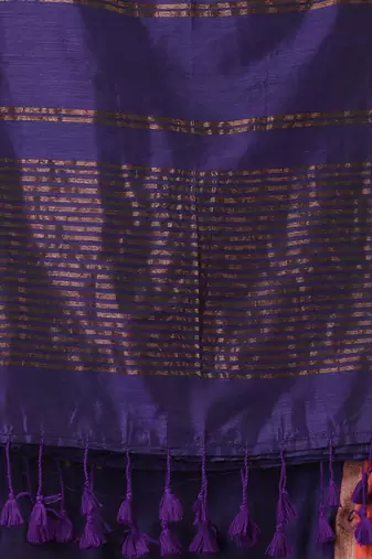 Purple soft cotton saree with  zari stripe designs