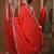 Red cotton patli pallu saree with stripes zari designs and dual border