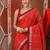 Red cotton patli pallu saree with stripes zari designs and dual border