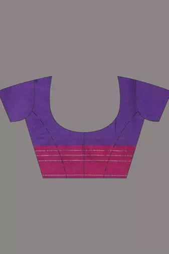 Violet cotton saree with zari stripes solid border