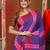 Violet cotton saree with zari stripes solid border