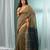 Ecru cotton saree with stripes zari pallu