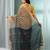 Ecru cotton saree with stripes zari pallu