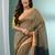 Ecru cotton saree with stripes zari pallu