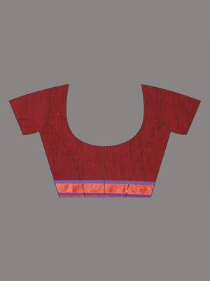 Red cotton saree with sequined pallu 4