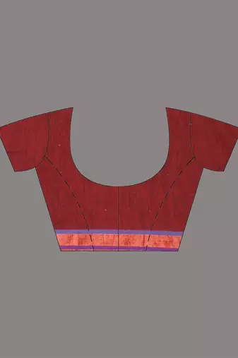 Red cotton saree with sequined pallu