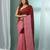 Red cotton saree with stripes pattern sequine work