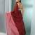 Red cotton saree with stripes pattern sequine work