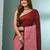 Red cotton saree with stripes pattern sequine work