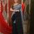 Black cotton saree with stripes pattern sequine work