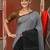 Black cotton saree with stripes pattern sequine work