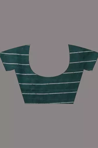 Teal green cotton saree with check designs