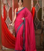 Pink solid mulmul soft saree