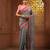 Grey cotton soft saree with woven heart borders