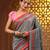 Grey cotton soft saree with woven heart borders