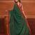 Green cotton soft saree with woven heart borders