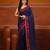 Royal blue cotton soft saree with woven heart borders