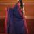 Royal blue cotton soft saree with woven heart borders
