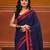 Royal blue cotton soft saree with woven heart borders