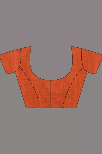 Orange cotton soft saree with stripe pattern