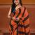 Orange cotton soft saree with stripe pattern