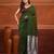 Forest green cotton soft saree with contrast silver pallu