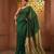Green cotton soft saree with contrast beige pallu