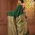 Green cotton soft saree with contrast beige pallu