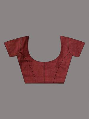 Dark red cotton soft saree with stripes pallu 4