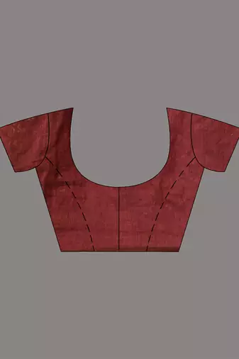 Dark red cotton soft saree with stripes pallu